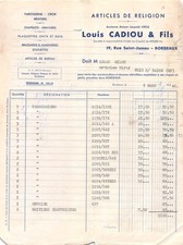 Facture  1940  LOUIS CADIOU & FILS A BORDEAUX - MME.MILOU A TRIE SUR BAISE
