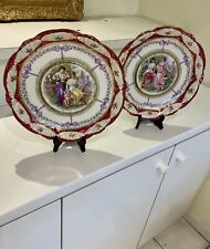 2 Grands Plats - Assiettes Porcelaine De Saxe Décor Romantique 29cm