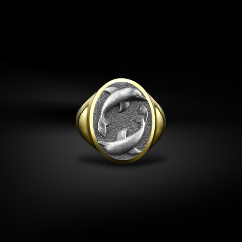 Bague chevalière homme double