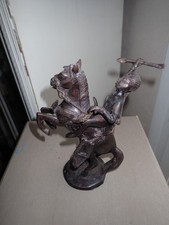 Sculpture, De Cavalier ,Cheval Et Guerrier En Bronze