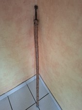 ANCIENNE CANNE BAMBOU MÉTAL GRAVÉE SCULPTÉE ? CHINOIS. 