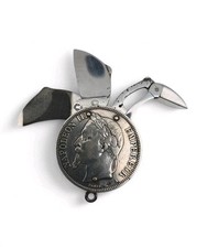 Superbe onglier Couteau Eloi PERNET 5 francs  argent napoléon III 1869