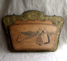 GRAND PORTE LETTRES MURAL EN BOIS GRAVÉ ET MÉTAL - ART NOUVEAU FIN XIXème