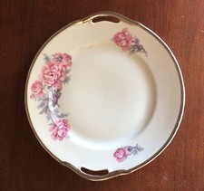 ancien plat a gateau en porcelaine decor floral diametre 26 cm
