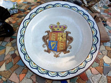 Rare plat cul noir Gustave ASCH à Tours XIXe  blason Ecosse Angleterre Irlande