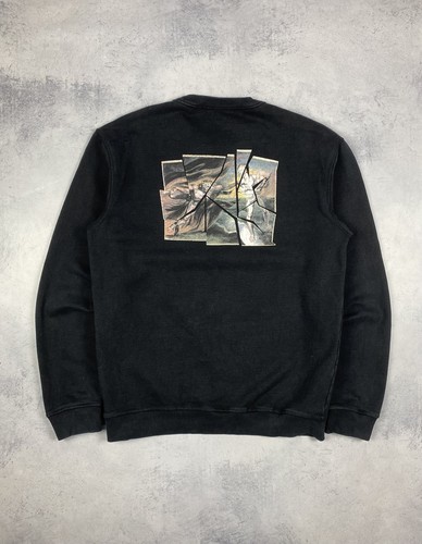 Sweat shirt noir brodé col - noir,