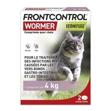VERMIFUGE FRONTCONTROL POUR CHATS  1 COMPRIMÉS POUR 4KG BOITE DE 2 COMPRIMÉS