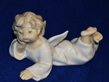 Vintage Lladro Porcelaine Espagne Petit Garçon Ange Couché 14cm Figurine 4541