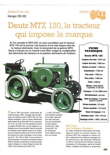 Tracteur deutz mtz - tracteur,