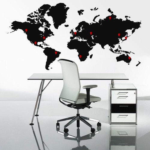 Grand monde carte autocollant - grand,