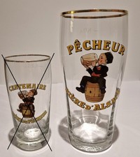 GRAND verre émaillé à facettes de la bière du pêcheur de 80 cl