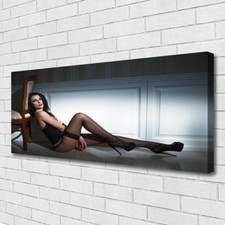 Impression sur toile Image tableaux 125x50 Personnes Femme Chaise