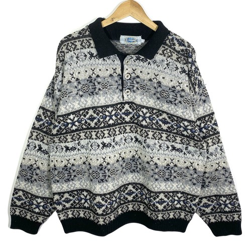Pull col boutonné graphique - pull,