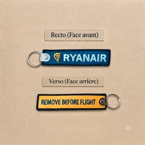 Porte clé brodé avion - brodé, flamme