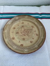 Ancienne Petite Assiette Décorative Signé Coupelle Décor Poule Poterie