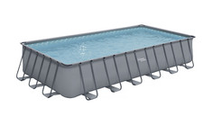 Piscine tubulaire grise - "LUDO 5" - 7.32 x 3.66 x 1.32 m - sans filtration