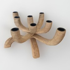 chandelier candelabre Design scandinave bois de manguier 8 feux Vintage