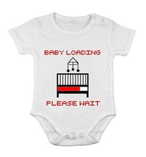 Baby Newborn Cotton White Clothing Short sleeve Loading please wait funny print