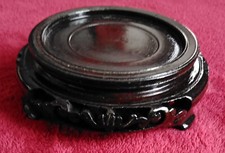 Ancien Socle Support en Bois Sculpté pour Vase Statuette Chinoise