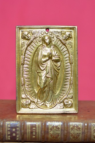 Plaquette bronze doré - en,