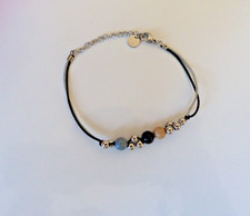 Bracelet Fantaisie en Acier Inoxydable – Fils Noir et Gris  - Bijoux des Lys