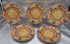 5 PETITES ASSIETTES D 22,5 cm FAIENCE GENEVIEVE LETHU VENTOUX style PROVENÇAL