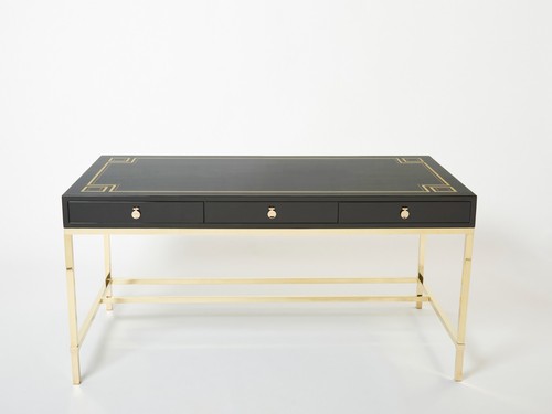 Bureau laquée noir laiton guy - bureau,