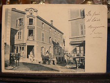 cpa 69 st symphorien sur coise charcuterie loste magasins bureaux attelage animé