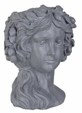 Tête de Femme Bac à Plantes Pflanzkopf Art Nouveau Buste Jardin Couronne à Fleur