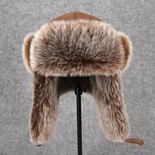 Chapeau de trappeur en fausse fourrure pour homme casquette ski cosaque russe daim cuir chapeau chaud Royaume-Uni