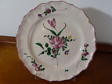 Assiette ancienne 18 siècle XVIII en faience de Moustiers sud France fleur 1