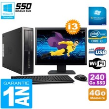 PC HP Compaq Pro 6300 SFF I3-3220 4Go 240Go SSD Graveur DVD Wifi W7 Ecran 17"
