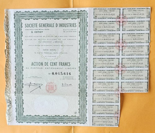Titre papier action 100 - action, de