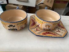 Set 2 Tasses A Chocolat Dejeuner Henriot Quimper 120 Portrait Alsacien