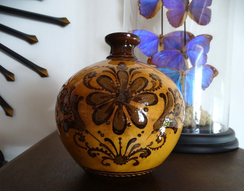 Vase boule terre - , cuite