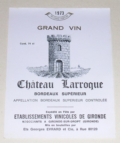 Ancienne étiquette grand vin - étiquette,