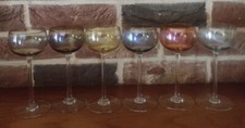 6 ANCIENS VERRES A VIN D'ALSACE  COULEURS  H:17cm VERRE SOUFFLÉ  COLORÉ