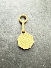 Ancien Pendentif Médaille Plaquer Or Breloque saint Christophe de Lucie 