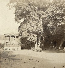 BELGIQUE Vue prise à Spa Kiosque Paysage Photo c1870 Stereo Vintage Albumine