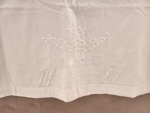 Ancien drap coton - , monogramme