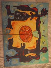 Soeur &Frère.#2001#N.Diongo#RDC#art Africain#Afro Art .