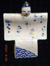 ANCIENNE STATUETTE PORCELAINE ASIATIQUE PERSONNAGE KIMONO JAPON JAPAN CHINE