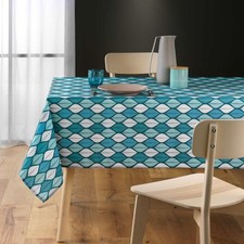 Nappe antitache rectangulaire 145x240 cm - Feuilles bleues - Bleu