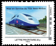 TGV11-2N : 2011 - 1 valeur Timbre-poste Personnalisé "Mise en Service TGV Rhin-R
