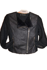 "ZARA" VESTE PARFECTO BLOUSON EN BI MATIERE T.S = 36/38