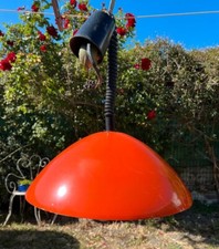 Suspension/luminaire en tôle laquée orange vintage rétro