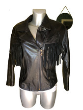 jolie veste perfecto cuir à franges PELLISSIMO taille 3 (40fr) EXCELLENT ETAT