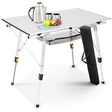 AREBOS Table de camping 120 x 70 cm Table à roulettes en aluminium Table pliante