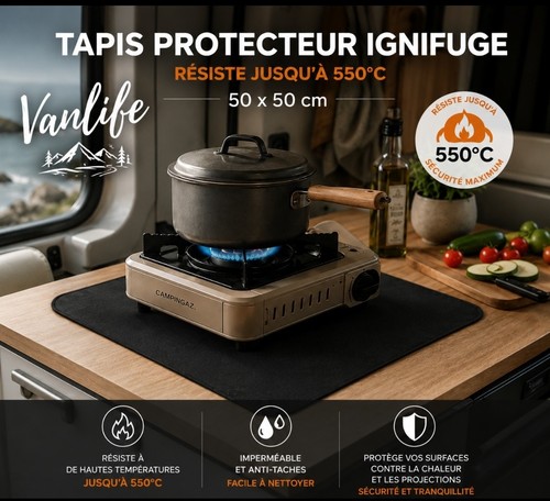 Tapis ignifuge 50x50 réchaud - ignifuge,