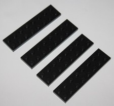 4 x Lego Black Plate 2x8 ref 3034 set 722 395 391 6988 107 6274 7994 7261 4551